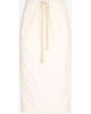 Roberto Cavalli Midi Skirt With Drawstring - Natural