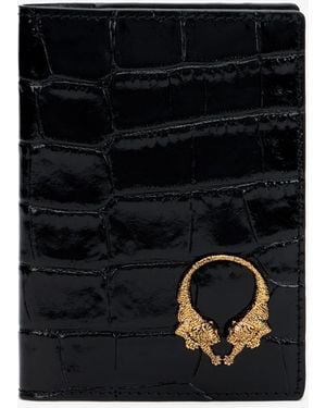 Roberto Cavalli Crocodile-Embossed Leather Wallet - Black