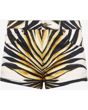 Roberto Cavalli Ray Of Print Denim Shorts - Multicolor