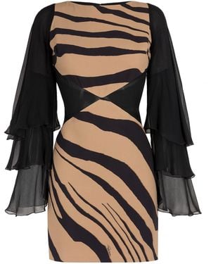 Roberto Cavalli Tiger-Print Mini Dress - Black