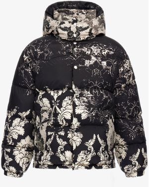 Roberto Cavalli Broccato Print Puffer Jacket - Black