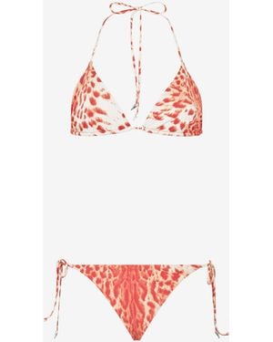 Roberto Cavalli Bikini With Jaguar Skin Print - White