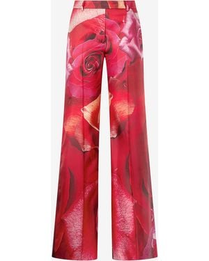Roberto Cavalli Pantalones Con Estampado De Rosas - Rojo