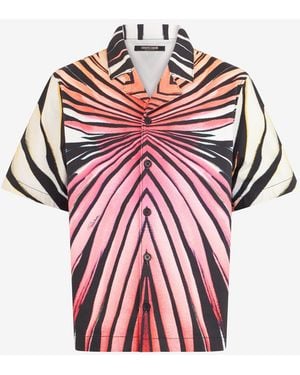 Roberto Cavalli Ray Of Paradise Print Denim Shirt - Red