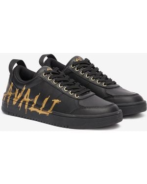 Roberto Cavalli Trainers With Golden Graffiti Logo - Black