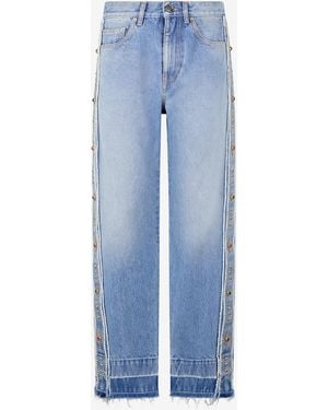 Roberto Cavalli Jeans With Stud And Stone Pattern - Blue