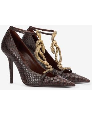 Roberto Cavalli Scale-Pattern Court Shoes With Snake Motif - Multicolour