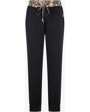 Roberto Cavalli Sports Trousers With Python Print Waistband - Black