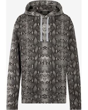 Roberto Cavalli Python Print Hoodie Sweatshirt - Grey