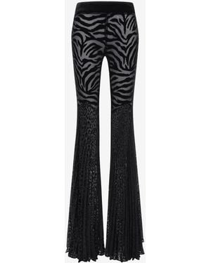Roberto Cavalli Ray Of Print Velvet Trousers - Black