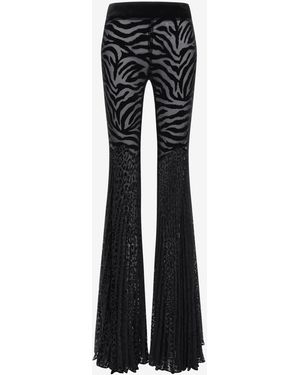 Roberto Cavalli Ray Of Print Velvet Trousers - Black