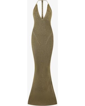 Roberto Cavalli And Ribbed Maxi Dress With Snake Motif - White
