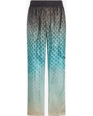Roberto Cavalli Monogram Print Silk Pants - Green