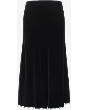 Roberto Cavalli Beaded-Trim High-Waisted Skirt - Black