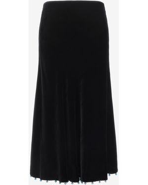 Roberto Cavalli Beaded-Trim High-Waisted Skirt - Black
