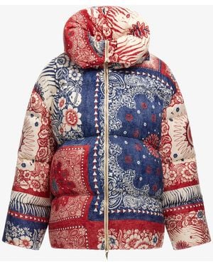 Roberto Cavalli Bandana Print Puffer Jacket - Red