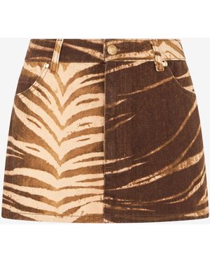 Roberto Cavalli Natural Barb Mini Skirt - Brown