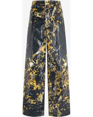 Roberto Cavalli Loose Pants With Marble Print - White