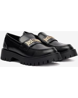 Roberto Cavalli Mokassins Mit Schriftzug - Negro
