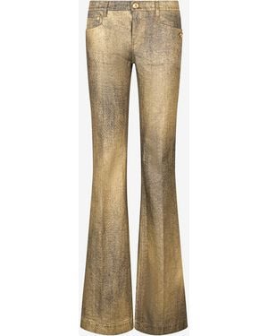Roberto Cavalli And Flared Jeans With Faded Wash - Natural