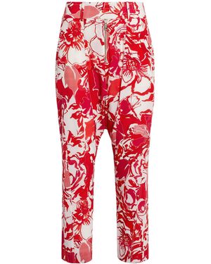 Roberto Cavalli Hydrangea Print Cropped Trousers - Red