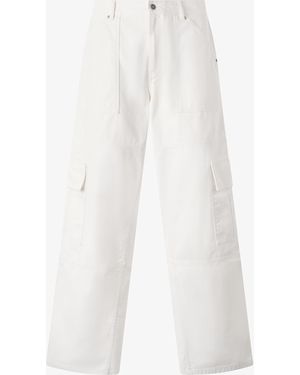 Roberto Cavalli Python-Print Trousers With Pockets - White