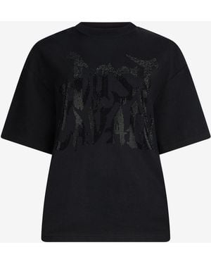 Roberto Cavalli Just Cavalli T-Shirt With Rhinestone Logo - Black