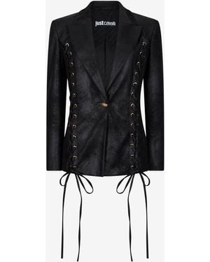 Roberto Cavalli Blazer With Lace-Up Detail - Black