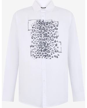 Roberto Cavalli Shirt With Leopard Motif - White