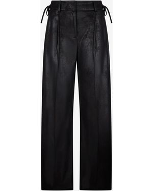 Roberto Cavalli Wide-Leg Pants With Tie Details - Black