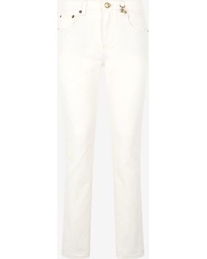 Roberto Cavalli Python-Print Trousers With Charm - White