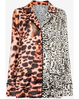 Roberto Cavalli Murena Print Silk Blend Jacket - White