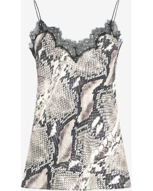 Roberto Cavalli Silk Top With Python Print - White