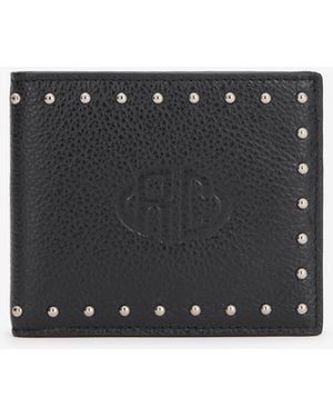 Roberto Cavalli Leather Wallet With Studs - Black