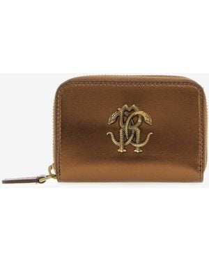 Roberto Cavalli Small Wallet With Monogram Rc And Zip - Multicolour