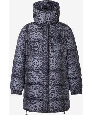 Roberto Cavalli Printed Long Puffer Jacket - Blue