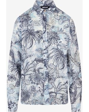 Roberto Cavalli Stange Jungle Print Shirt - Blue