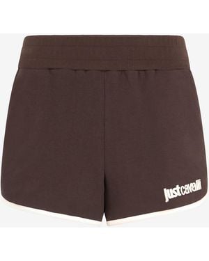 Roberto Cavalli Shorts With Logo - Brown