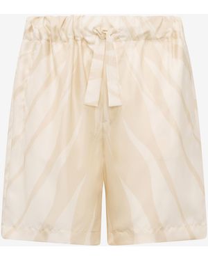 Roberto Cavalli Ray Of Print Silk Shorts - Natural