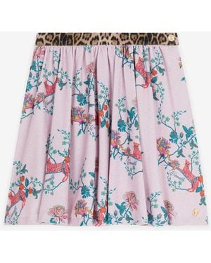 Roberto Cavalli Leopard And Floral-Print Skirt - Red