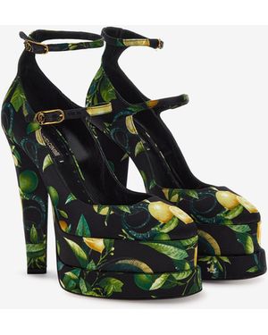 Roberto Cavalli Lemon Print Platform Sandals - Green