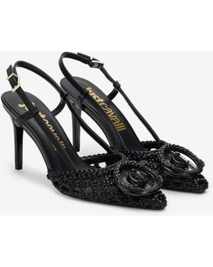 Roberto Cavalli Zapatos De Tacón Destalonados Con Diseño Trenzado - Negro