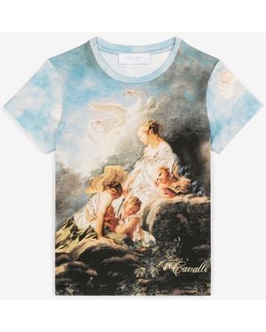 Roberto Cavalli T-Shirt Mit Grafischem Print - Blau