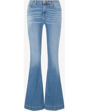 Roberto Cavalli Jeans Svasati Con Monogram Mirror Snake - Blu