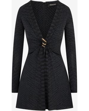 Roberto Cavalli Vestido Con Estampado Serpentine Y Detalle Joya - Negro
