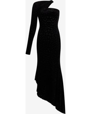 Roberto Cavalli Asymmetrical Dress With Jaguar Skin Pattern - Black