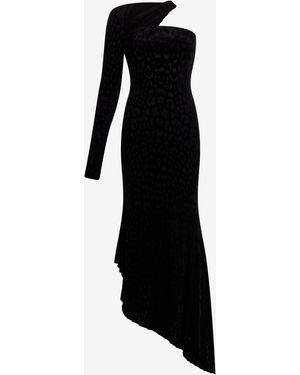 Roberto Cavalli Asymmetrical Dress With Jaguar Skin Pattern - Black