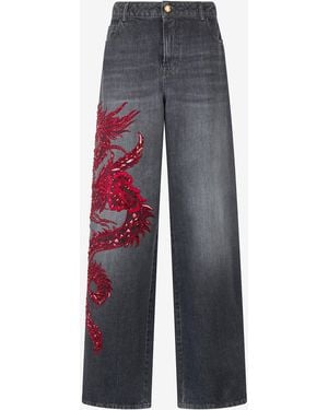 Roberto Cavalli Jeans With Embroidery And Sequins - Multicolour