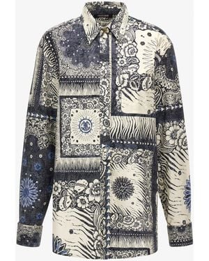 Roberto Cavalli Bandana Print Dress Shirt - Gray