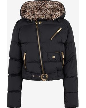 Roberto Cavalli Puffer Jacket With Belt - Black